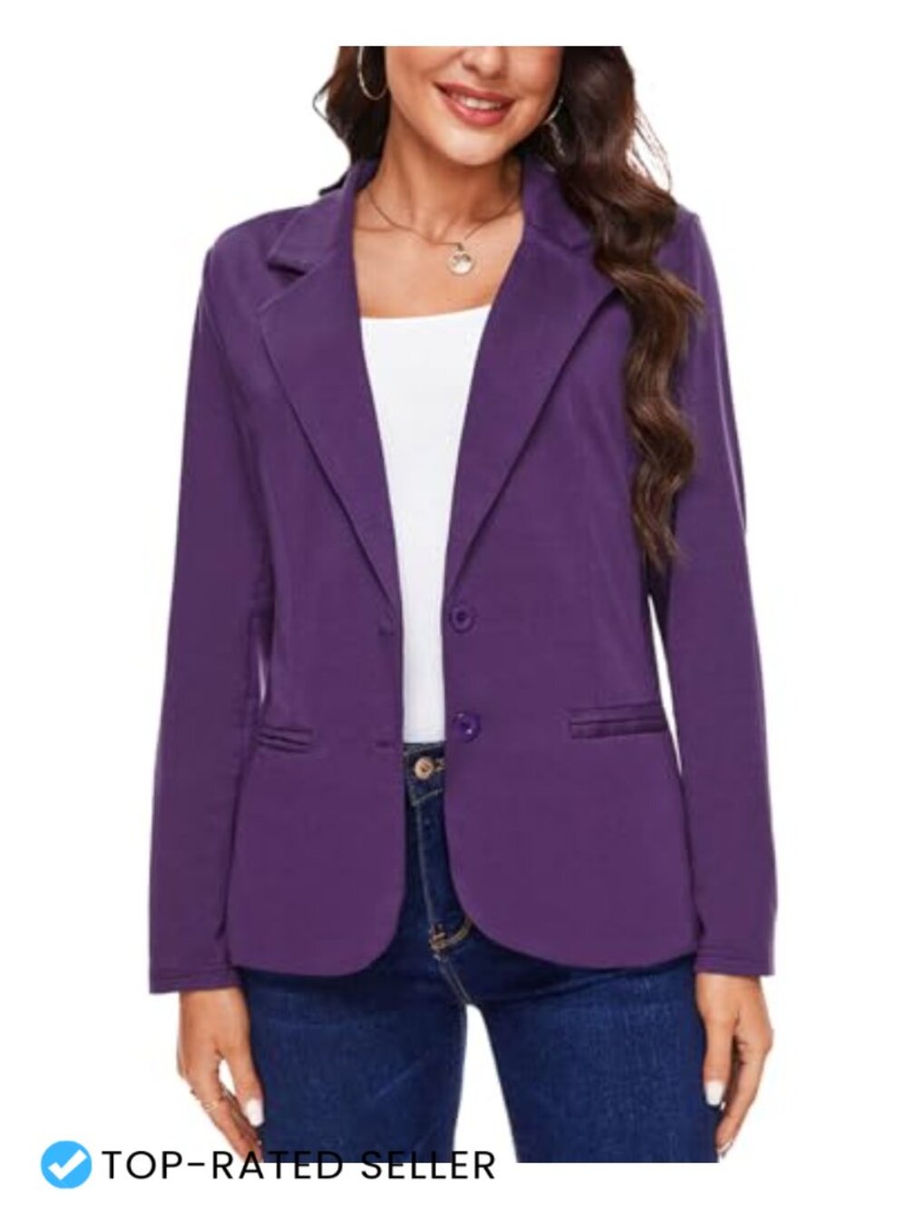 MINTLIMIT Women Long Sleeve Blazer Button Lapel Knit Jacket Pocket